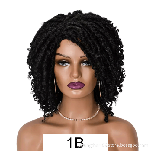 Wholesale Synthetic Hair Wigs for Black Women African Short Dreadlocks Wig Faux Locs Crochet Hair Braided Wigs